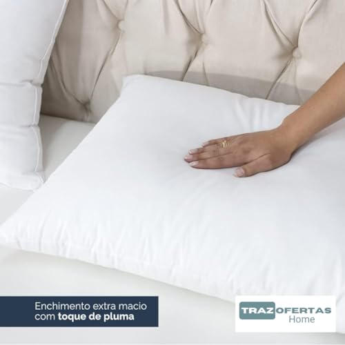 Kit 02 Travesseiros King Toque de Pluma Firme – 90x50cm | Alto, Macio e Confortável para Noites Revi