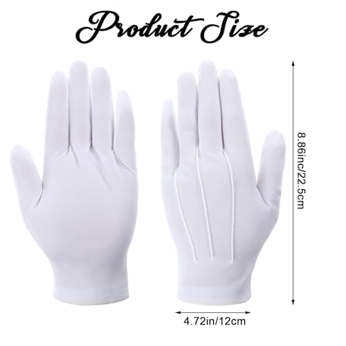 5 Pairs White Usher Gloves for Church for Men Polyester Parade Gloves Uniform Glove Mens Dress Glove for Police Funeral Server Usher2