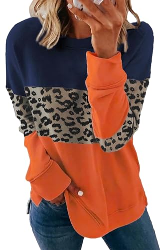 SWEET POISON Womens Sweatshirts Crewneck Orange Long Sleeves Pullover Casual