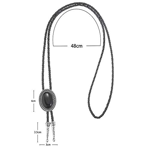 Image of AZORA Western Cowboy Bolo Tie Men Leather Necktie Leather Cord Turquoise Stone Bolo Ties for Men Women
