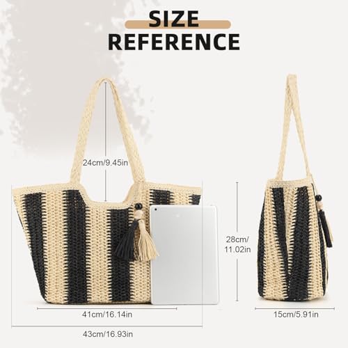 Bolso de playa tejido de paja KUANG! para mujer miniatura 4