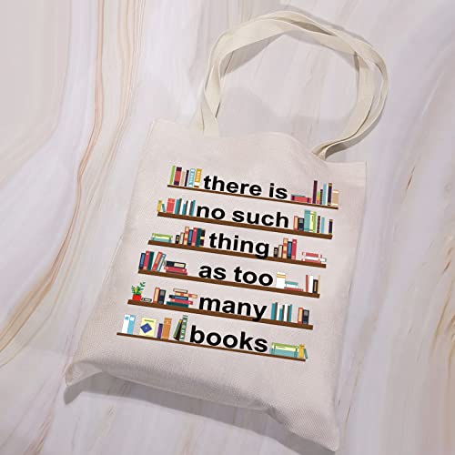 VAMSII Bookshelf Tote Bag There is No Such Thing as Too Many Books Tote Bag Book Lover Gifts Library Tote Bag Librarian Gifts2