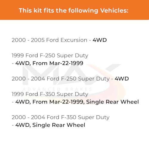 Image of Max Advanced Brakes Front & Rear Brake Kit Compatible With 2000-2005 Ford Excl.ursion F250 F350 Super Duty 4WD SRW Replacement Premium OE Disc Brake Rotors and Ceramic Brake Pads