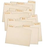 12-Piece Real Wood Recipe Card Dividers, 4'x6' for Recipe Box Organization, Categorized by Specialty, Storage Sorter for Home, Kitchen, Office