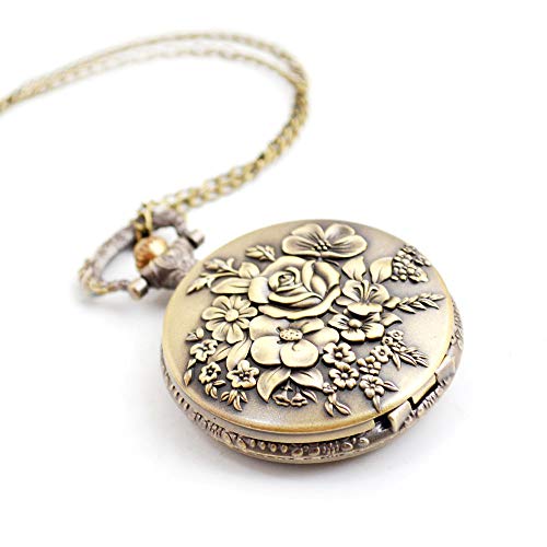 Boshiya Flower Series Steampunk Quartz Fob Retro Half Hunter Scale Pocket Watches For Women With Gift Box #TOP3