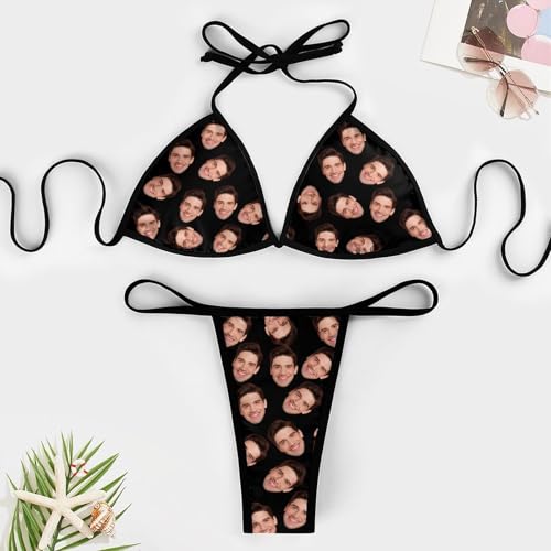 Custom Funny Swimsuit for Women, Personalized Bathing Suits with Husband Face, Face Bikini for Summer Holiday3