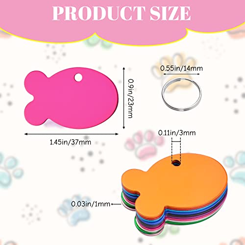 Hacraho Pet Id Tag, 20 Pcs Multi-Color Blank Pet Id Tag Aluminum Double Sided Pet Id Tags With 20 Pcs Key Rings For Dogs Cats, Fish-Shape #TOP1