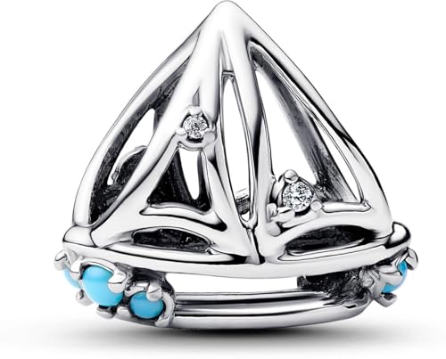 Pandora Moments 793905C01 - Ciondolo a forma di barca a vela, in argento Sterling con zirconi, compatibile, 7,5x10,8x12,2 mm, Argento sterling, Zirconia cubica