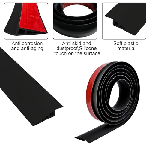 MeYuxg Übergangsprofil Selbstklebend 1M x 5CM, PVC Übergangsleiste Boden, Schwellenrampe Übergangsschiene Selbstklebend, Boden&Teppich Laminat Übergangsleiste für Parkettböden, Schwellen (Schwarz)