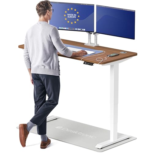 Image of Desktronic HomePro Standing Desk 54x28 - Made in Europe, Ergonomic Sit Stand Home Office Desk, Electric Height Adjustable, Dual Motor, USB & USB-C Charging, Wobble-Free, Touchscreen, 3 Memory Presets