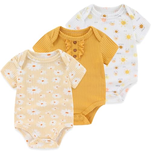 Image of Ruliby Baby Bodysuit Boy Girl Clothes Soft Newborn Infant Outfit Short Sleeve Romper