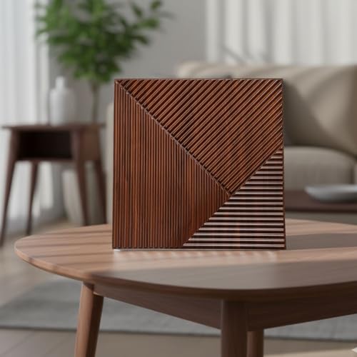 Image of Kayra Decor 3D PVC Wall Panels for Bedroom & Living Room | Fluted Design | Blackwood Color | 19.7 x 19.7 Inch | Pack of 40 | 107.60 Sq Ft