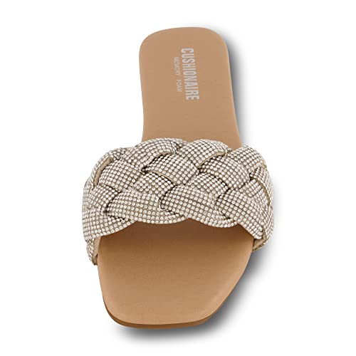 CUSHIONAIRE Women's Fisk woven rhinestone slide sandal +Memory Foam, Wide Widths Available3