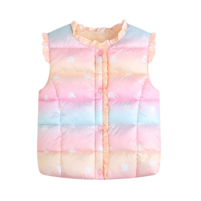 Kids Girls Puffer Vest Winter Lightweight Waistcoat Sleeveless Snap Button Jacket Gradient Pink 6 Years