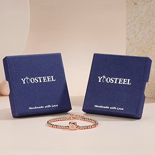 Yoosteel Initial Bracelets For Women Gifts, 14K Rose Gold Filled Beads Chain Letter B Charm Handmade Initial Bracelet Rose Gold Bracelets For Women Daily Jewelry(B) #TOP6