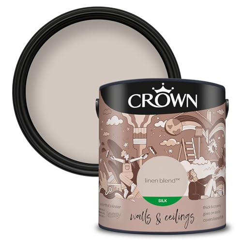 Crown Walls & Ceilings Silk Emulsion Paint, Size 2.5L, Linen Blend
