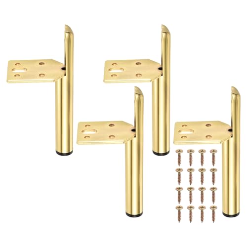 Uxcell 4PCS Metal Furniture Leg Replacement Couch Legs Cabinet Feet Black Modern Furniture Legs DIY Sofa Feet with Screws for Cupboard Table (5 Inch