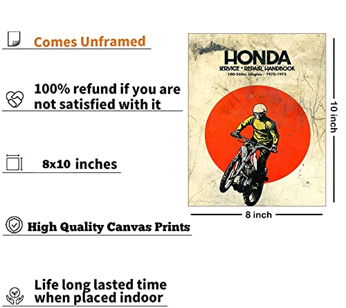 Vintage Motocross Wall Art For Man, Motorcycles Art Posters, Extreme Sport Canvas Wall Art For Man Cave, Bedroom, Teens Room Home Decor, The Best Gift For A Motocross Fans, Set Of 6-(8"X10" Unframed) #TOP5