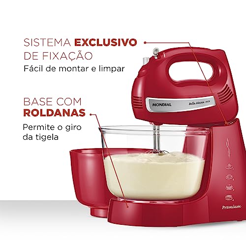 Batedeira Mondial, Bella Massa Inox Premium, 110V, Vermelho, 400W - B-29 NP