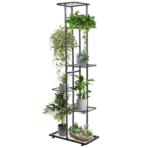 ledmomo フラワースタンド プランタースタンド 7段8鉢 126cm アイアン 室内 屋外 おしゃれ 北欧 園芸ラック 植木鉢台 花置き棚 収納棚 K
