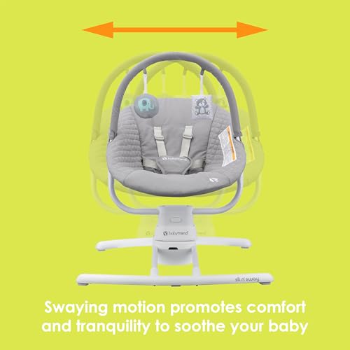 Baby Trend Sit N’ Sway Portable Swing – 3 Sway Speeds, 8 Melodies, Plug‑in or Battery Use, Remote Control, 5‑Point Harness, Removable Headrest & Toy Bar – Dash Grey - image 3