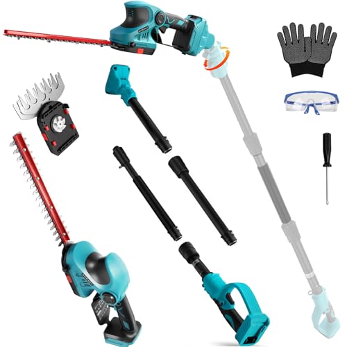 Akku Teleskop Heckenschere 3 IN 1 Grasschere Strauchschere kompatibel mit Makita 18V (ohne Akkus) Lange elektrische Heckenschere mit Teleskopstange Teleskopstiel bürstenloser Motor