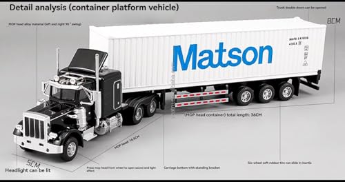 Image of 1 /32 Diecast Truck Toy Car Model Removable Transport Container Lorry Vehicle with Light Pull Back Toy Boys (White-Grey)
