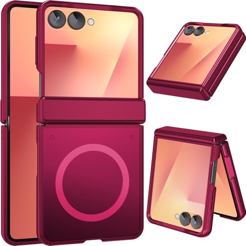Image of WRJ for Samsung Galaxy Z Flip 8 Case Built-in Screen Protector,Hot Pink