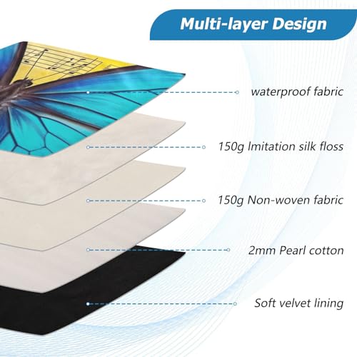 Funda para portátil de 13-14 pulgadas azul mariposa vintage miniatura 4