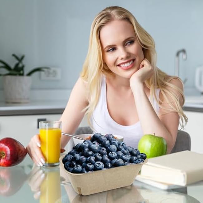 Pulp Fiber Berry Basket - Fresh Produce Vented Baskets | Paper Strawberry Basket | 50pcs Small Pulp Fiber Harvest Fruit Container For Packaging Fruits, Veggies, Blueberry Raspberry