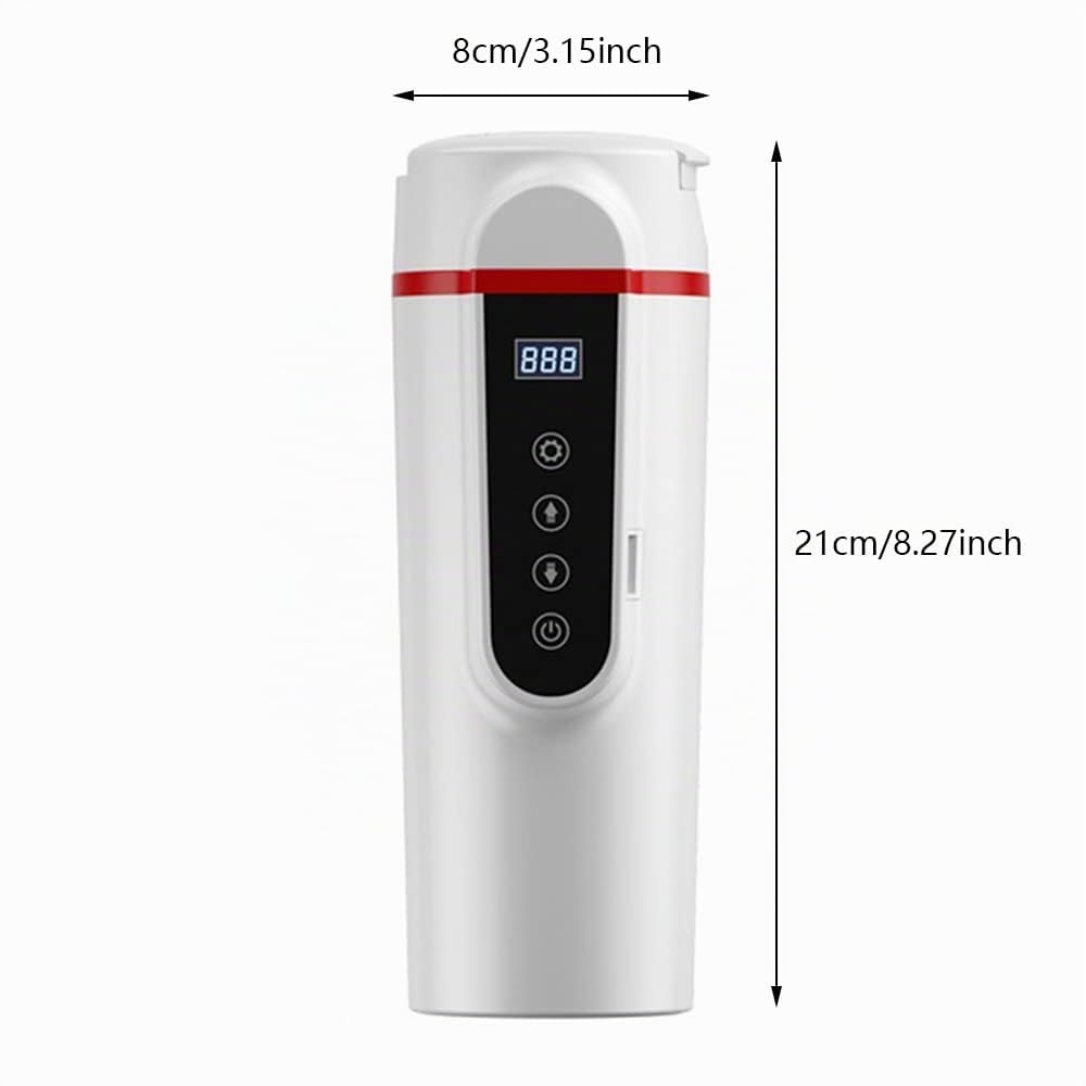 Baceyong 12/24V 420ml Tasse de voyage chauffante électrique automatique en acier inoxydable, tasse de voyage de thé de café d'eau chaude