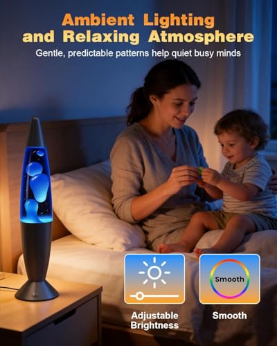 Image of 13.5 Inch Liquid Motion Lamps LED, 17 Colors Changing Night Light Table Lamp with Remote Giant Relax Mood Classic Cool Nightlight for Adults Boy Girl Room Home Bedroom Decor, Black