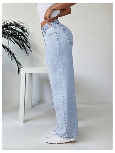 MakeMeChic Women's High Waist Denim Pants Bow Wide Leg Baggy Y2K Jeans Trousers with Pocket4