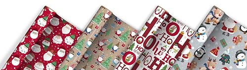 Pack of 4 x 4M Cute Christmas Santa and Friends Wrapping Paper roll -Perfect for Christmas, Festival and Festive Decoration - Image 2