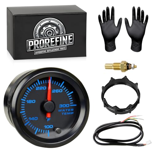 Water Coolant Temperature Gauge Kit 7 Color 300F Upgraded 2-1/16 52mm Includes Electronic Sensor & Wiring Display for Car Truck