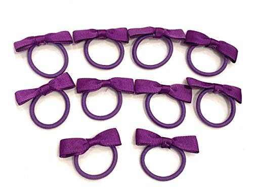 10 Bundle Set School Hair Bobbles for girls. Girls Toddlers Bow Elastic (Purple), 1 count (Pack of 10)