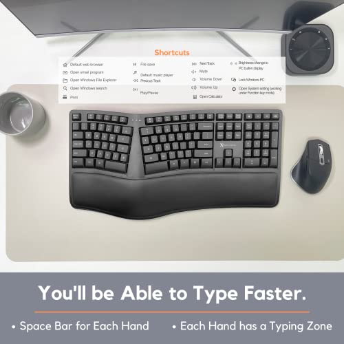 X9 Performance Ergonomic Keyboard Wireless - Your Comfort Matters - Full Size Rechargeable 2.4G Ergonomic Wireless Keyboard With Wrist Rest - 110 Key Split Ergo Computer Keyboard For Pc | Chrome #TOP5