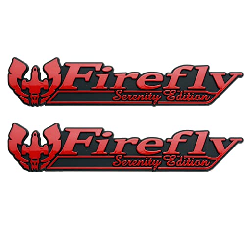 Image of 2Pc Firefly Serenity Edition Emblem 3D Badge Nameplate Decal Sticker Replacement for Universal Car Truck SUV (Red)