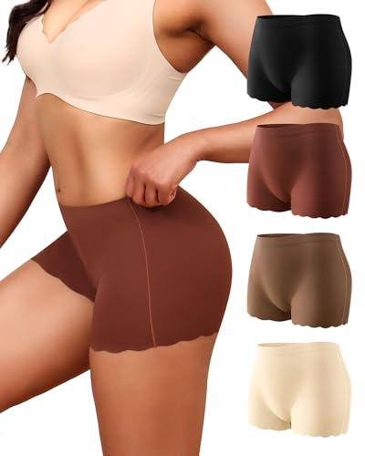 LEVAO Seamless Boy Shorts Underwear for Women with Wavy Edge,