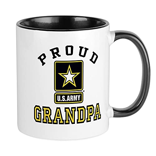 CafePress Armed Forces Grandpa Mug 11oz Coffee Mug - Microwave and Dishwasher Safe - Proud U.S. Army Grandpa Emblem, White/Black Inside