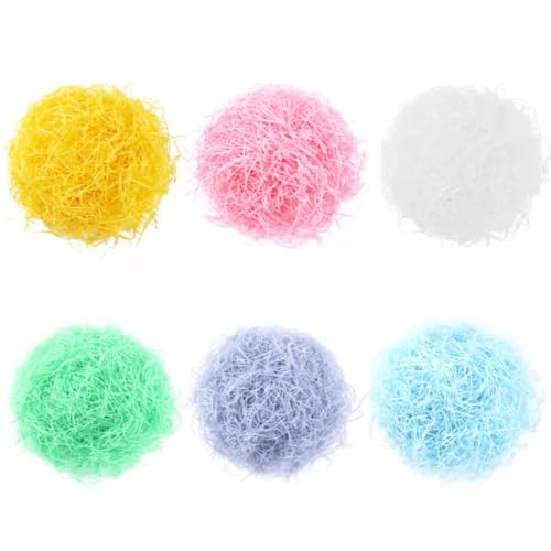 Erba Pasquale 120g Paglia per Regali Colorata 6 Colori Riempimento di Rafia Carta Tagliuzzata per Confezioni Raffia per Pacchi Regalo, Cesti Pasquali, Uova di Pasqua