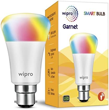 Wipro Garnet Smart Light 7W B22 LED Bulb, Compatible with Amazon Alexa & Google Assistant