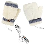 Halbfinger-Clamshell-Heizung, USB-Thermostat, Timing und Herbst, gestrickte Nerzheizung, Winter-Samthandschuhe, doppelseitige Handschuhe, Wintersportgeräte WZ312 (D, One Size)