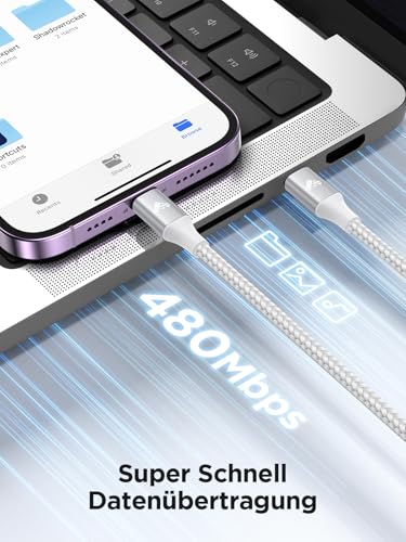 Lightning Kabel USB C, 2M iPhone Ladekabel [Apple MFi Zertifiziert] USB C auf Lightning Kabel Nylon Power Delivery Schnellladekabel iPhone USBC für iPhone 14 13 12 11 Pro Max XS XR 8Plus iPad 3