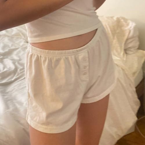Image of Womens Y2K Pajama Shorts Low Waist Striped Floral Lounge Boxers Pj Bottoms Comfy Sleep Shorts