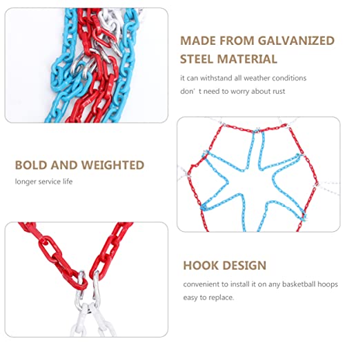 Inoomp Outdoor Basketball Metal Basketball Net 12 3 Replacement Hoop Exercise For Metal Goal Net Steel All Galvanized Basketball Buckles Color Weather Manganese Chain Kid Basketball Kids Basketball #TOP6