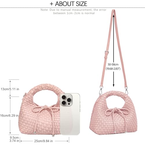 Image of JINMANXUE Fashion Mini Handbag For Women, Woven Tote Bucket Composite Bag Knitting Chain Bags, Crossbody Shoulder Purses