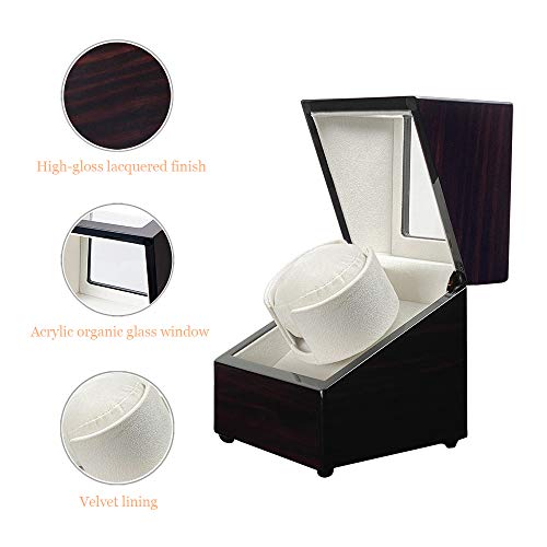 Timlog Single Automatic Watch Winder With High Gloss Piano Lacquer Finish Wooden Watch Winders With Quite Japanese Motor For Automatic Watches 4 Rotation Modes #TOP4