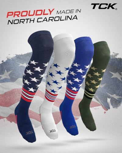 Image of TCK USA Made Over Knee Baseball Socks & Softball Socks Youth Boys, Girls, Adult - American Flag Patriotic Stars & Stripes