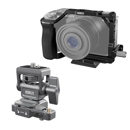 Image of SIRUI Camera Cage for Sony ZV-E1 with Silicone Grip and HDMI Cable Clamp and Camera Monitor Holder with NATO System Mount Bundle